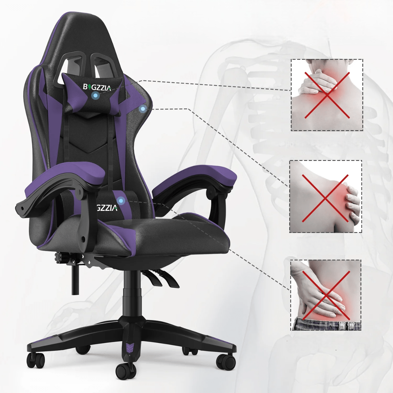 Chaise bureau - OfficeGamingChair™ - Violet - Arts du rangement