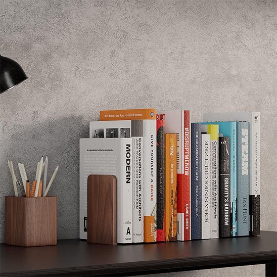 Serre livre | Élégance Noyer - Arts du rangement