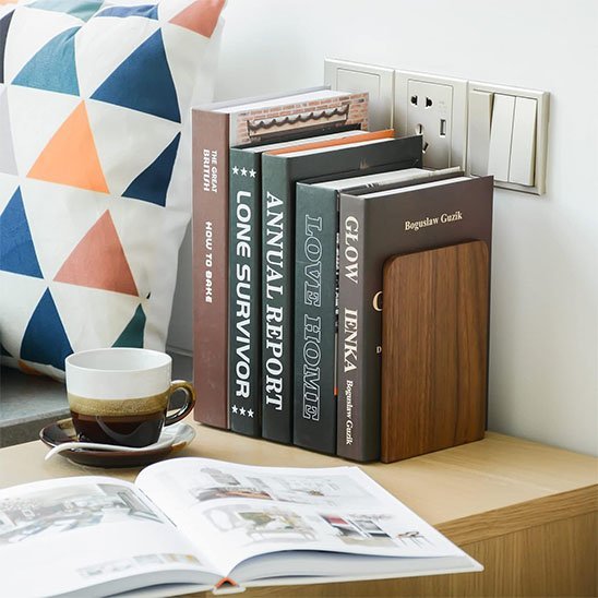 Serre livre | Élégance Noyer - Arts du rangement