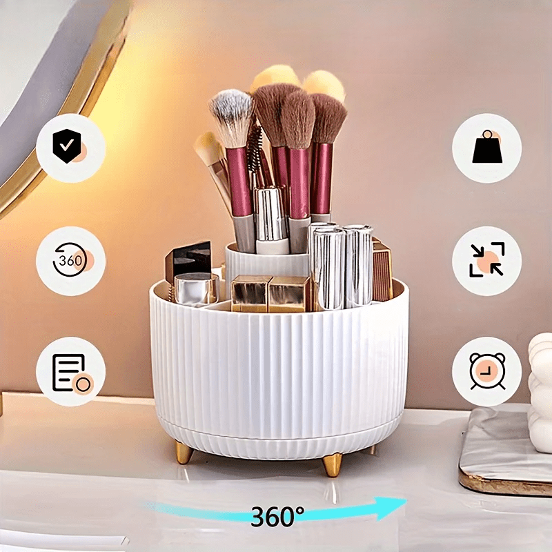 Organisateur bureau blanc rotation 360 degrés avec accessoires
- Arts du rangement