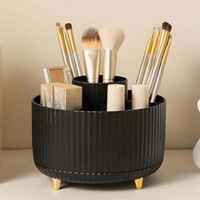 Organisateur bureau rotatif noir 5 compartiments avec stylos
- Arts du rangement