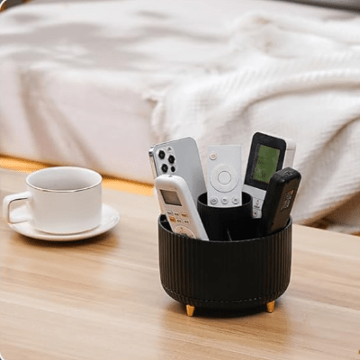 Détail des compartiments de l'organisateur bureau rotatif
- Arts du rangement