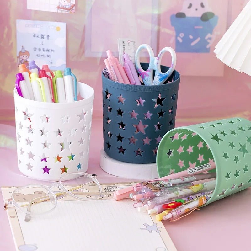 porte stylo | Porte - stylo en forme d'étoile ajouré et mignon conteneur de stockage de crayons brosse Kawaii - Arts du rangement