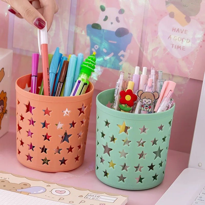 porte stylo | Porte - stylo en forme d'étoile ajouré et mignon conteneur de stockage de crayons brosse Kawaii - Arts du rangement