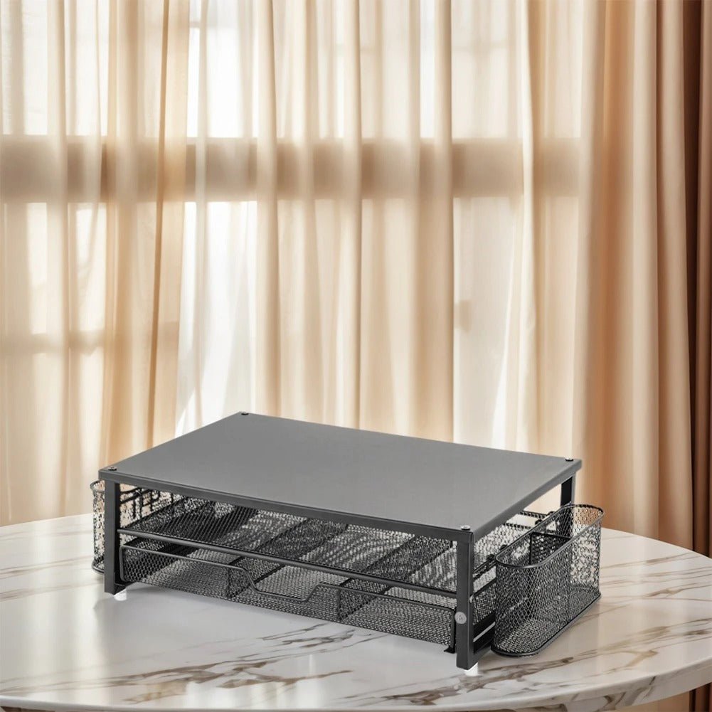 Support d'écran | Support d'écran d'ordinateur à 2 niveaux avec tiroir - Arts du rangement