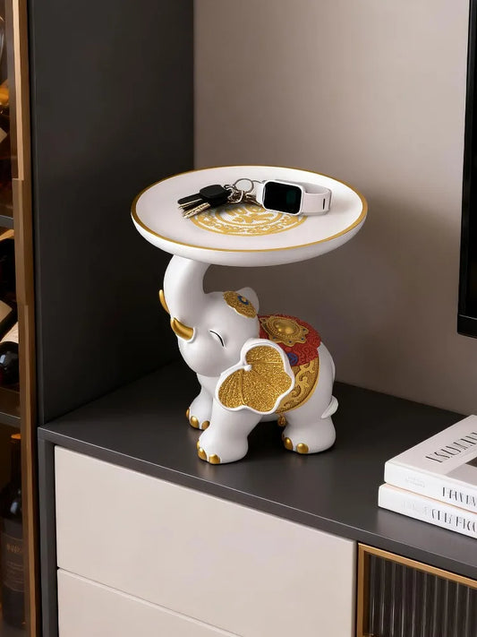 Éléphant Porte-Bonheur – Sculpture Décorative avec Rangement Clés - Arts du rangement