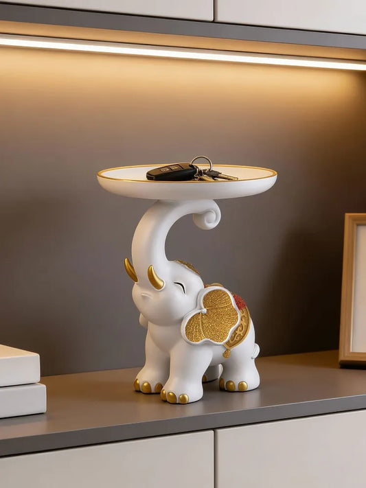 Éléphant Porte-Bonheur – Sculpture Décorative avec Rangement Clés - Arts du rangement